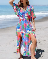 Cupshe Women's Bright Tropical Smocked Maxi Beach Dress