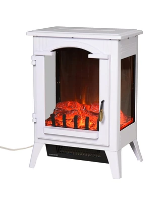 Simplie Fun 23" Electric Fireplace Heater with Led Flames, 750with 1500W, White