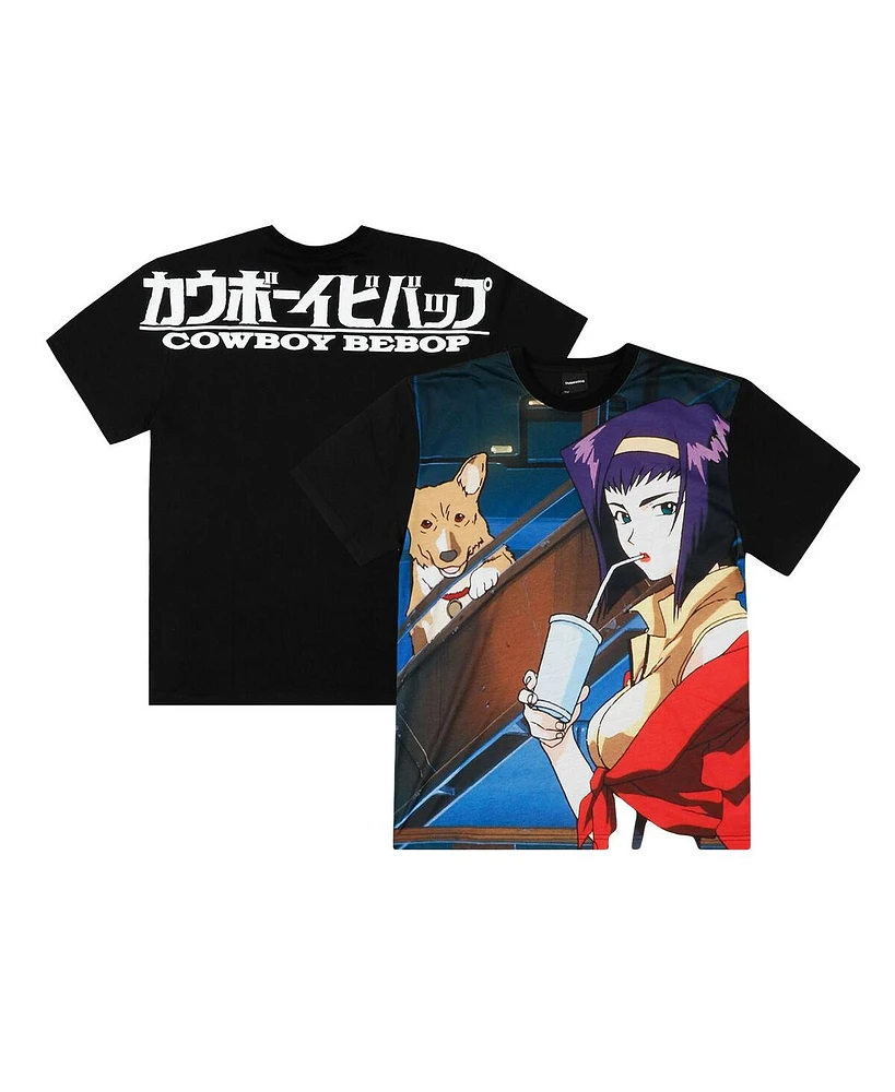 Dumbgood Men's and Women's Black Cowboy Bebop Faye Ein Big Print Graphic T-Shirt