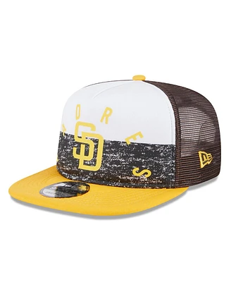 New Era Men's White/Gold San Diego Padres Team Foam Front A-Frame Trucker 9FIFTY Snapback Hat