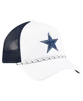 New Era Men's White/Navy Dallas Cowboys Court Sport Foam Front A-Frame 9FORTY Adjustable Trucker Hat