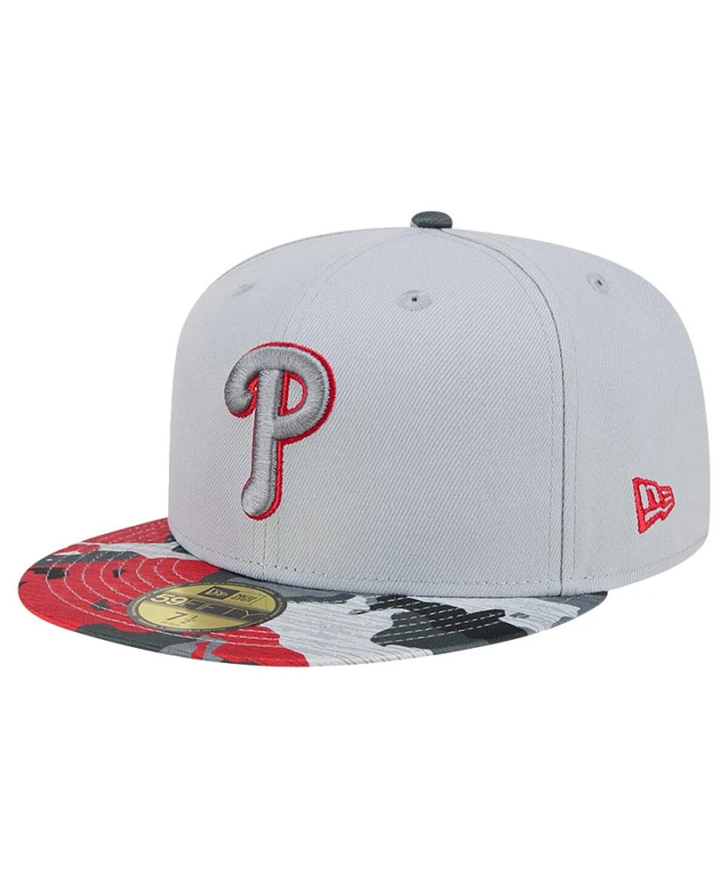 New Era Men's Gray Philadelphia Phillies Active Team Camo 59FIFTY Fitted Hat