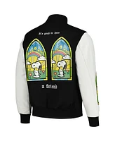 Freeze Max Men's Black/White Peanuts Snoopy A Friend Varsity Full Zip Jacket