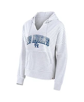 Fanatics Women's Los Angeles Dodgers Striped Fundamentals Notch Neck Pullover Hoodie