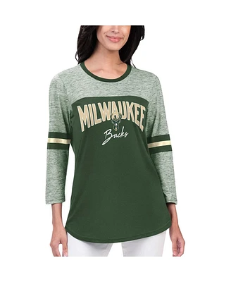 G-iii 4Her by Carl Banks Women's Hunter Milwaukee Bucks Play the Game 3/4-Sleeve T-Shirt