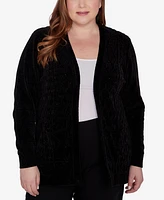 Alfred Dunner Plus Classic Chenille Cardigan With Pockets