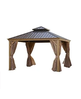 Mondawe 12x12ft Patio Gazebo Alu with Steel Canopy Outdoor Permanent Hardtop for Patio, Garden, Backyard