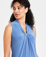 Kasper Petite Knot-Front Sleeveless Top