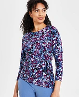 Kasper Women's 3/4-Sleeve Side-Tied Blouse