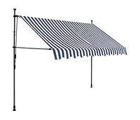 vidaXL Manual Retractable Awning with Led 98.4" Blue and White