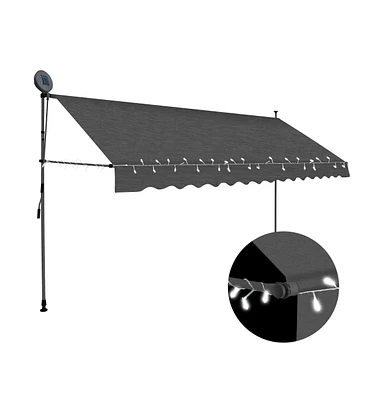 vidaXL Manual Retractable Awning with Led 157.5" Anthracite