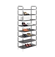 vidaXL Shoe Rack with 8 Shelves Metal and Non-woven Fabric Black