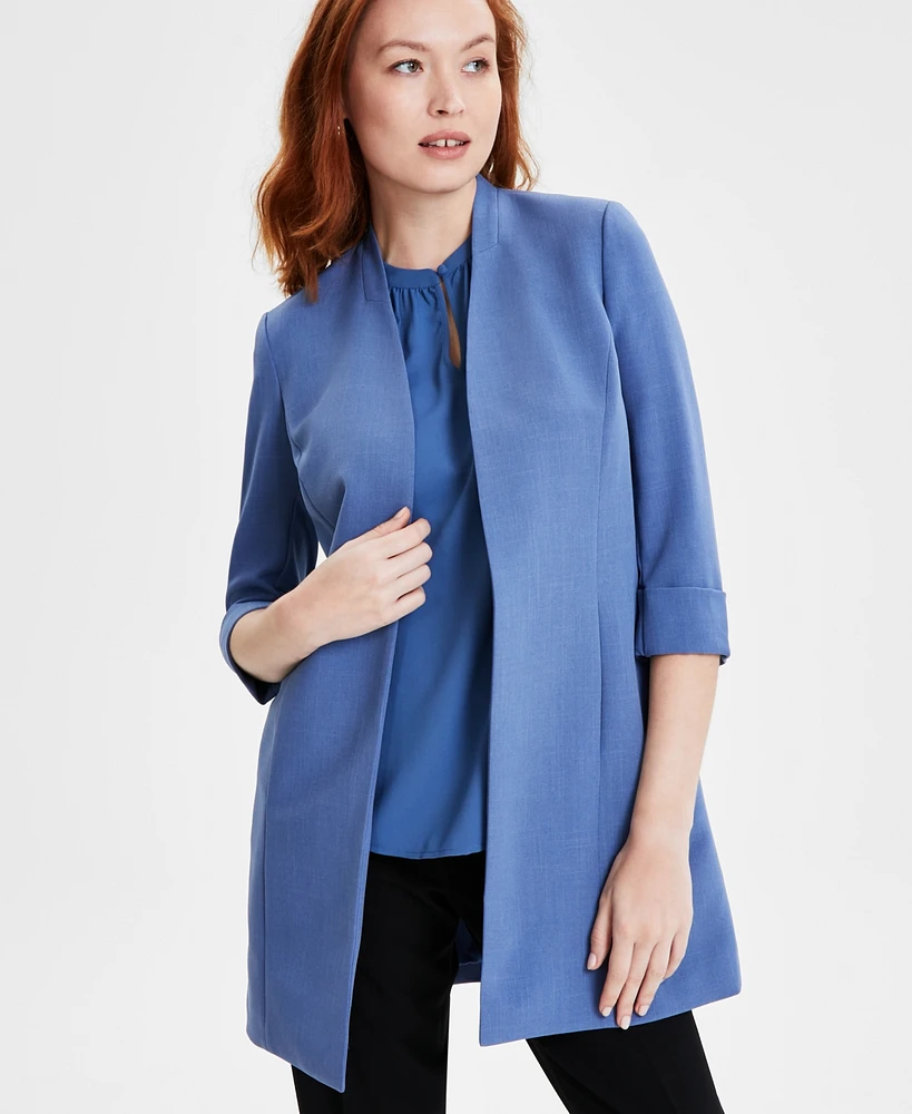 Kasper Petite Open-Front Crepe Topper Jacket