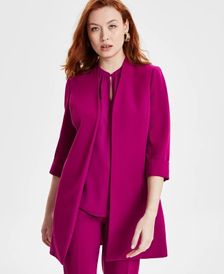 Kasper Petite Open-Front Crepe Topper Jacket