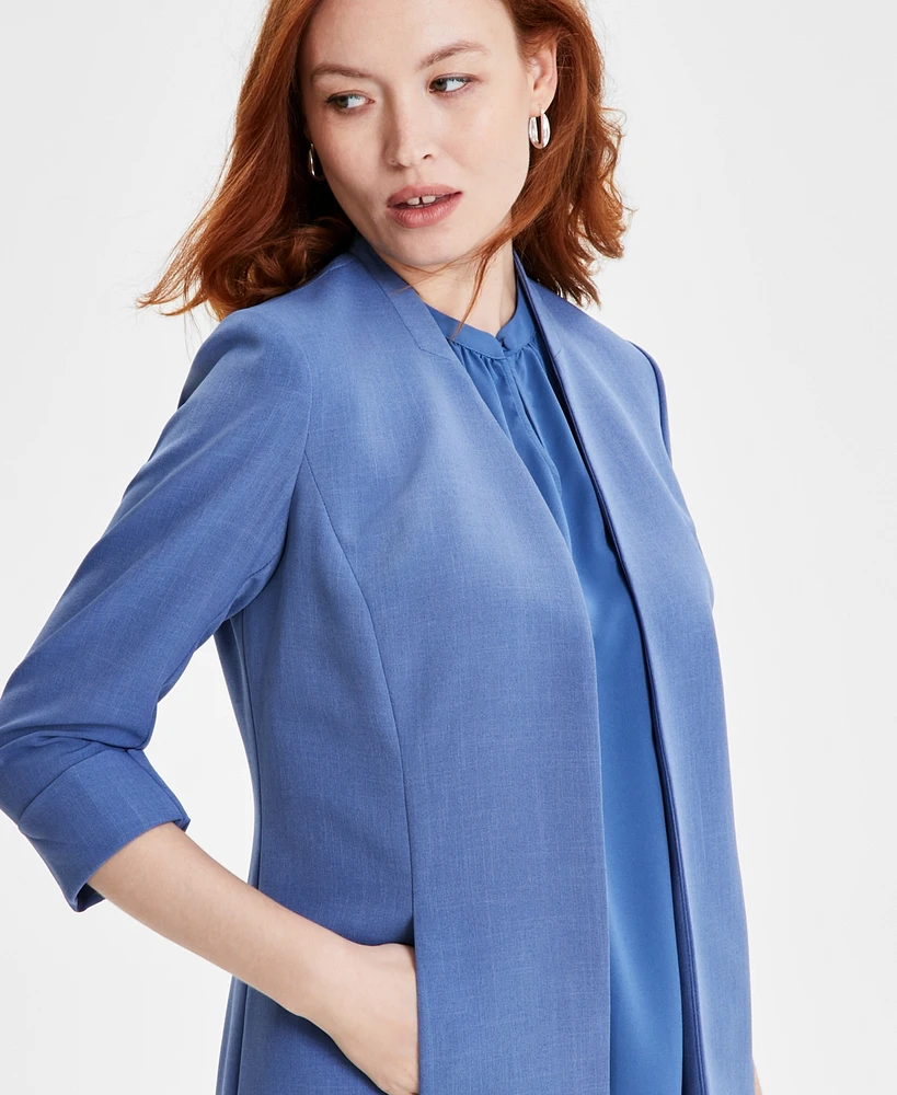 Kasper Petite Open-Front Crepe Topper Jacket