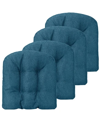 Sugift 4 Pack 17.5 x 17 Inch U-Shaped Chair Pads with Polyester Cover-Navy