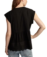 Lucky Brand Women's Embroidered Peplum Tee