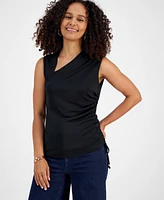 I.n.c. International Concepts Women's Asymmetrical-Neck Side-Shirred Blouse