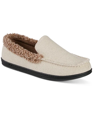 Isotoner Men's Brushed Knit or Plaid Lewis Moccasin Slipper with Fleece Lining and Memory Foam
