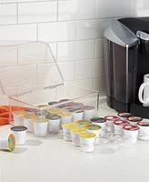 iDesign Plastic 2-Tier Coffee Pod Organizer with Lid, The Linus Collection 7.25" x 10.75" x 4.25" Clear