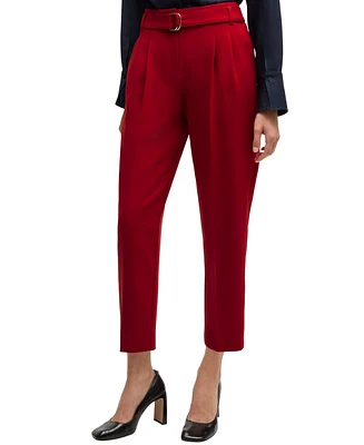 Boss by Hugo Women's Crease-Resistant Crepe Regular-Fit Cropped Trousers