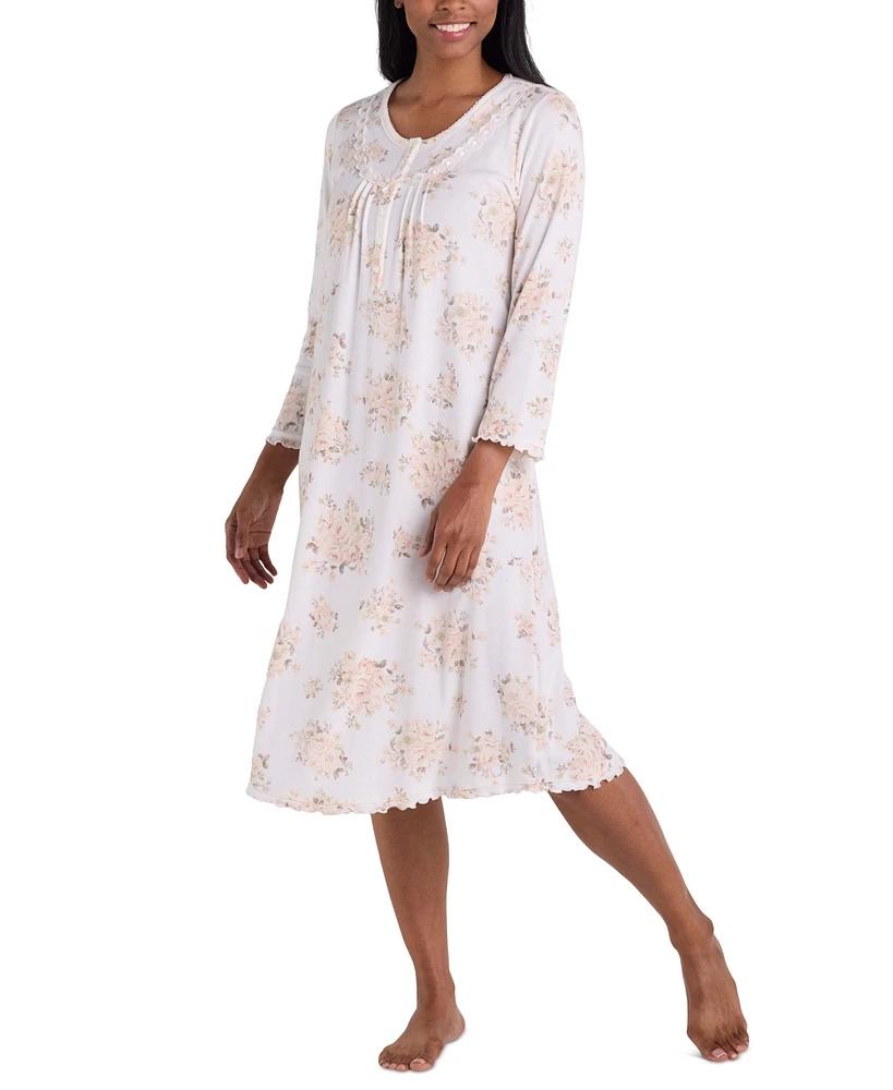 Miss Elaine Women's Floral Lace-Trim Nightgown