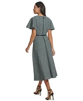 Calvin Klein Women's Tweed Belted A-Line Dress