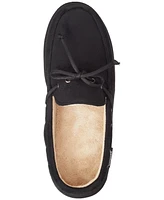 Isotoner Men's Water Repellent Microsuede Carter Boater Moccasin Slipper with Memory Foam