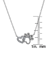 Macy's Cubic Zirconia Heart and Silver-Plated Paw Necklace