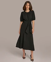 Donna Karan Women's Puff-Sleeve Belted A-Line Dress