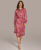 Donna Karan Women's Printed Button-Front Belted Dress