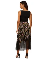 Adrianna Papell Women's V-Neck Embellished-Floral Dress