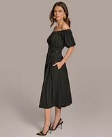 Donna Karan Women's Off-The-Shoulder Belted Jersey Dress