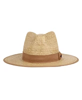 Angela & William Palm Braid Wide Brim Panama Fedora Sun Hat with Grosgrain Band