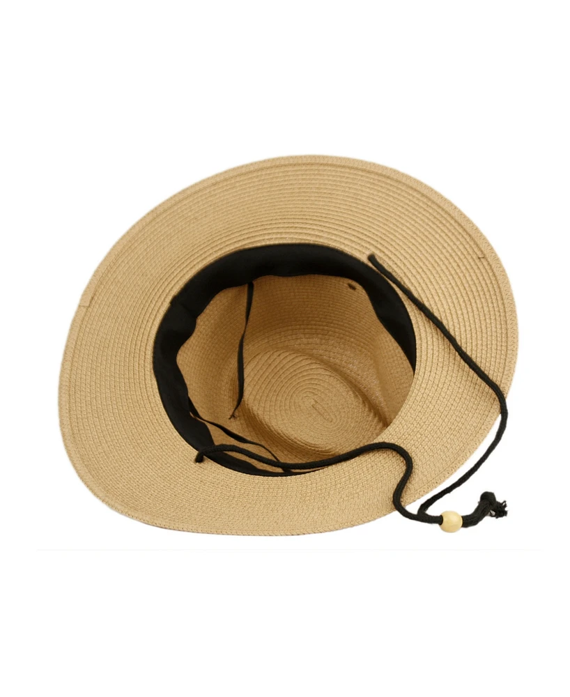 Angela & William Panama Straw Fedora Sun Hat with Chin Cord