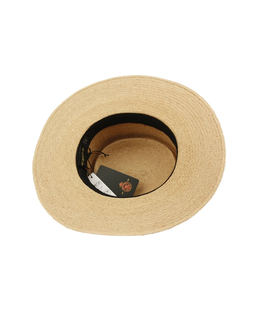 Angela & William Wide Flat Brim Straw Pork Pie Hat