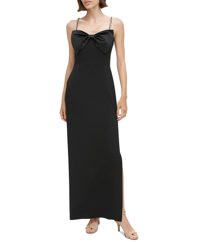 Eliza J Women's Bow-Bodice Embellished-Strap Side-Slit Dress | MainPlace  Mall