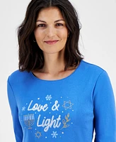 Holiday Lane Women's Love & Light T-Shirt, Created for Macy's