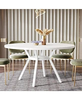 Tribesigns Round Dining Table for 4, 47Inch Modern Kitchen Table Small Dinner Table for Dining Room, Living Room, White (Only Table)