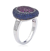 Suzy Levian Sterling Silver Cubic Zirconia Brown and White Crossover Ring