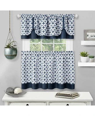 Kate Aurora Modern Geo 3 Pc Kitchen Curtain Tier & Valance Set