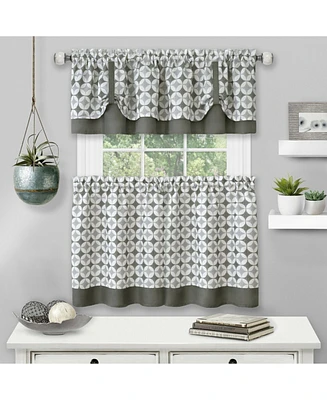 Kate Aurora Modern Geo 3 Pc Kitchen Curtain Tier & Valance Set