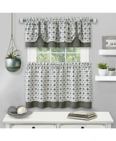 Kate Aurora Modern Geo 3 Pc Kitchen Curtain Tier & Valance Set