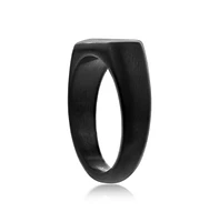 Metallo Stainless Steel Black Plated, Rectangle Wood Inlay Ring