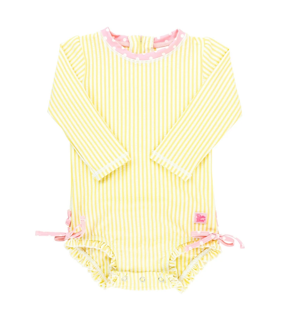 RuffleButts Toddler Girls Baby Long Sleeve One Piece Rash Guard