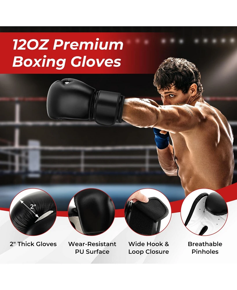 Slickblue Freestanding Punching Bag 71 Inch Boxing Bag with 25 Suction Cups Gloves and Filling Base