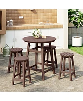 WestinTrends 5-Piece Hdpe Outdoor Patio Dining Bar Bistro Table Set with Counter High Round Stools