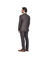 Gino Vitale Men's 2-Piece Double Breasted Checked Plaid Slim Fit Suit