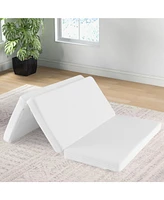 Slickblue Portable Tri-fold Pack and Play Mattress Pad with Gel-Infused Memory Foam-White