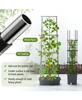 Slickblue 2 Pack Garden Planters with Trellis Cucumber Trellis Tomato Cage-Black